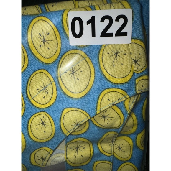 Expo Women's Scrub Jacket Large Lemon Print Snap Front Long Sleeve Blue Yellow - Picture 6 of 6